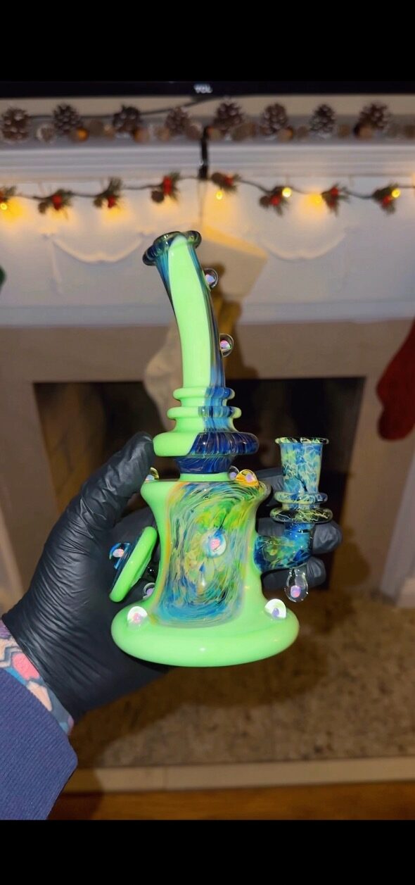 Delicate in its intricacy yet striking in its presence of glass